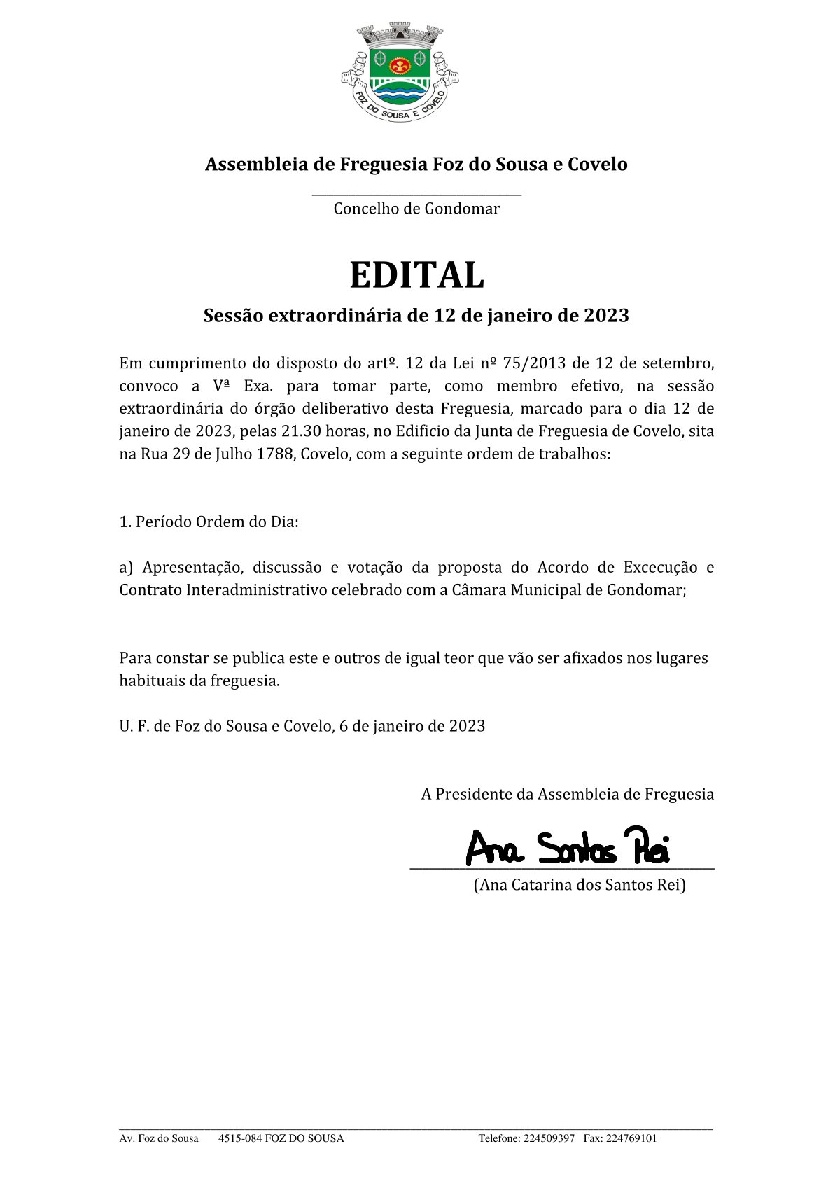 Edital Sessao Extraordinaria 12 01 2023